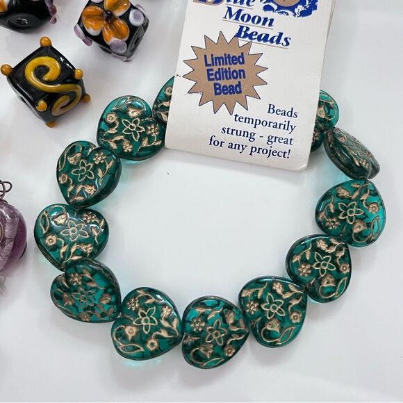 Vintage Czech Hearts Lampwork Beads Lot - Picture 2 of 5